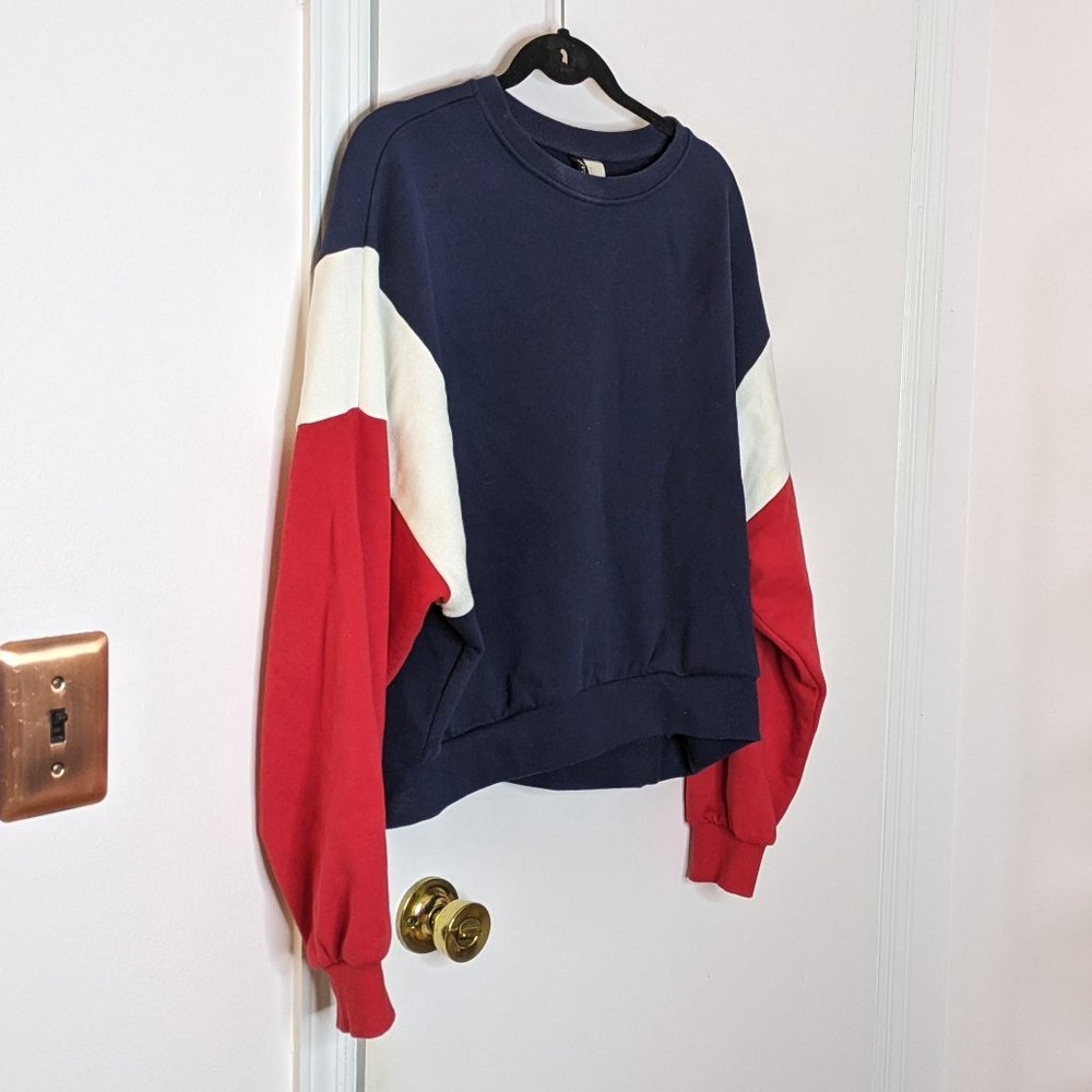 Retro color block sweatshirt.